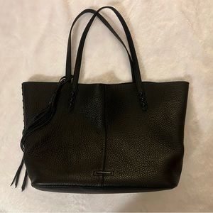 Rebecca Minkoff black leather studded tote handbag purse